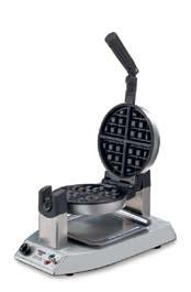 WMK300A Waring Pro Rotating Waffle Maker PC200 Extra-deep waffle pockets to allow for thickest Belgian waffle in industry Rotary feature ensures even baking on top and bottom Folding handle for easy