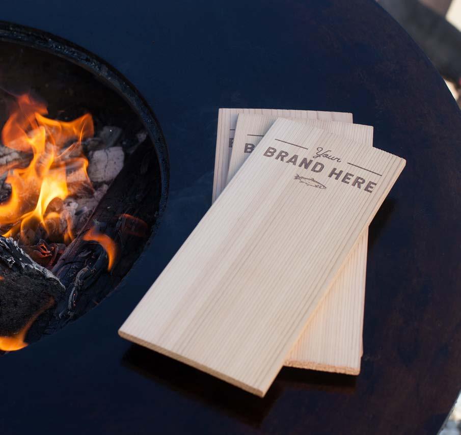 PRIVATE LABELING Private labeling is what we do best. Our high-speed branders can burn detailed art, graphics, and logos directly onto the face of our grilling planks.