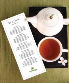5 1 CASE PACK 30205 CUSTOMIZABLE TEA MENU Impress your guests with