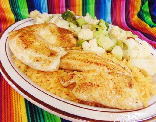 Camarones a la Diabla Tilapia Veracruzan a Seafood Shrimp Charros Shrimp cooked with chopped onions, bell peppers, tomatoes and cheese dip with rice and beans 12.