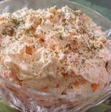 Smoked Salmon Salad Ingredients: 1 can (14 ¾ oz) Wild Alaskan Salmon 1 tablespoon mayonnaise (can use fat free mayonnaise) ¼ cup green onion small dice ¼ cup red onion small dice ¼ cup celery small