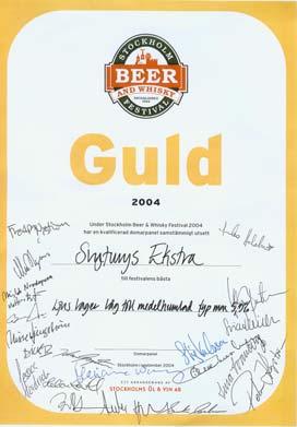 In 2000, Švyturys EKSTRA won a silver medal in Dortmunder/European Export category of the World Beer Cup 2000, which took place in