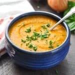 Roast, rotating sheet halfway through, until edges are golden brown and wedges are tender when pierced with the tip of a knife, 35 to 40 minutes. Serve warm. Coconut and Pumpkin Soup ½ Tbsp.
