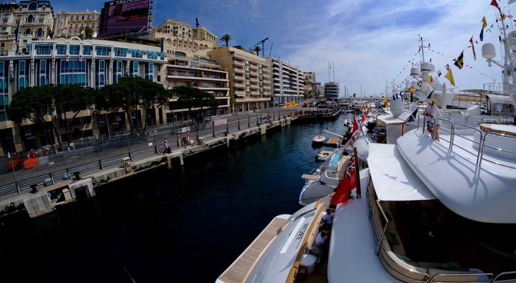 TRACKSIDE YACHT HOSPITALITY There is no better way to view this demanding street race than from the deck of our 45 metre luxury yacht, moored literally feet from the track.