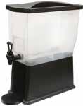 PlaSTic Beverage DiSPenseRS An excellent option for limited counter spaces, the 3 gallon slim rectangular beverage