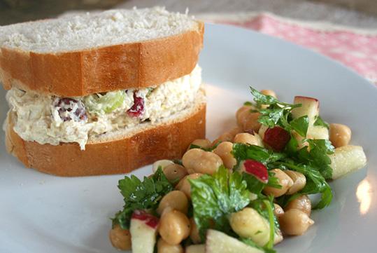 Friday Nourishing Chicken Salad Sandwich w/ a Garbanzo Bean Salad Nourishing Chicken Salad Sandwich In a large bowl, mix all ingredients together.