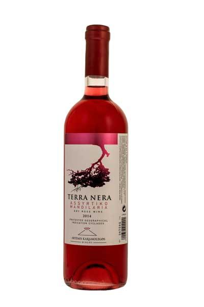 TERRA NERA ROSE A rare and distinctive blend of the Aegean varieties Assyrtiko and Mandilaria, resulting in a rose wine with expressive character, freshness and aromatic intensity.