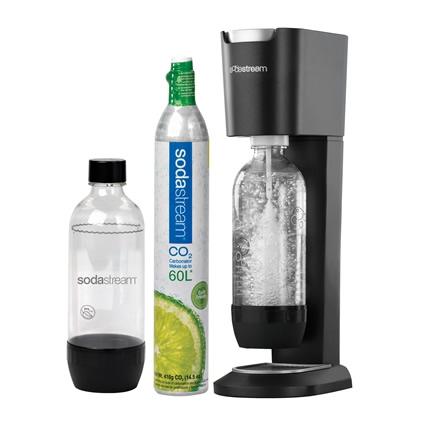 SodaStream Genesis machine Starter Kit $198.00 delivered to your home or office. Available in Black. This package includes everything you need to make fresh sparkling water in your own home.