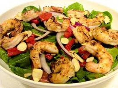 Spinach Salad with Grilled Shrimp Dressing: 2 tablespoons rice vinegar 2 tablespoons fresh orange juice 1 1/2 tablespoons extra virgin olive oil 1 tablespoon low-sodium soy sauce 1 tablespoon honey