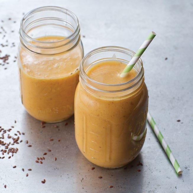 SMOOTHIES AUTUMN BALANCER PREP: 15 MINUTES CONTAINER: TOTAL CRUSHING PITCHER MAKES: 4 SERVINGS 2 sweet potatoes, steamed, cooled, peeled, cut in 1-inch pieces 2 cups unsweetened almond milk 1 /4 cup