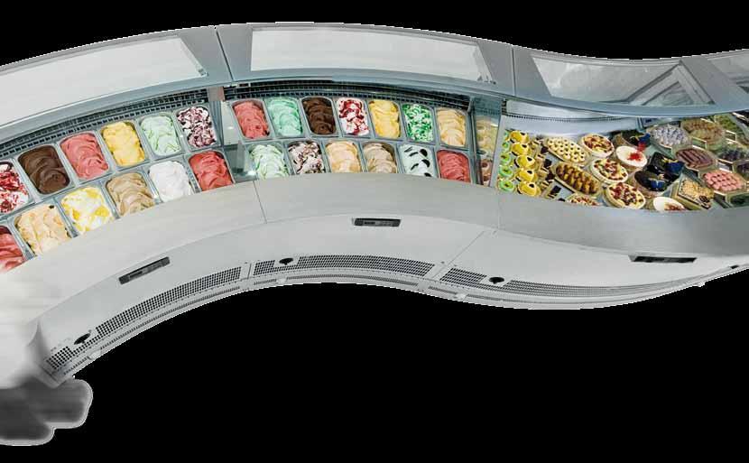Hot-Cold-Dynamic R The current Horizontal Display Cases work both at negative temperatures to display gelato and positive temperatures to display pastries.