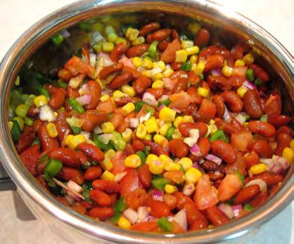 What s in the Cupboard Salad Serves: 4 Serving Size: 1 cup 1 (15 ounce can) black* or red beans* or both! (drained and rinsed.