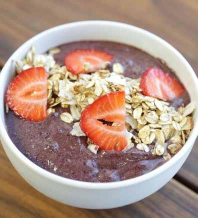 Breakfast for one: Polyphenol Smoothie Bowl Ingredients: ½ cup frozen blueberries 1 frozen banana 1 tablespoon almond butter ¼ avocado 1 cup spinach ½ cup strawberries ¼