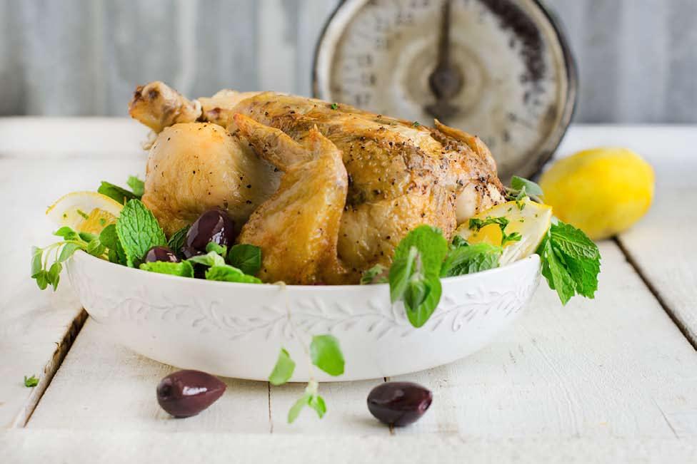 YIELD 2-4 SERVINGS PREP TIME 5 MINUTES COOKING TIME 50 MINUTES 3 1/2 LB WHOLE ROASTING CHICKEN, GIBLETS AND NECK REMOVED 1/4 CUP UNSALTED BUTTER, SOFTENED TO ROOM TEMPERATURE 2 TABLESPOON FRESH MINT,
