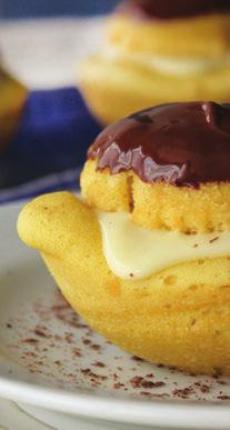 BOSTON CREAM PIES Prep time: 20 minutes Total time: 35 minutes 1 box yellow cake mix 4 large egg yolks 1/3 cup cornstarch Pinch of salt 2 cups whole milk ½ cup sugar 1 ½ teaspoons vanilla extract 4