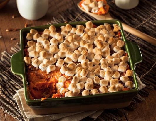 Brown Sugar Glazed Sweet Potatoes with Marshmallows -Kerry s Favorite- ingredients (serves 8) 4 pounds red-skinned sweet potatoes (yams), peeled, cut into 1-inch pieces 2/3 cup packed golden brown