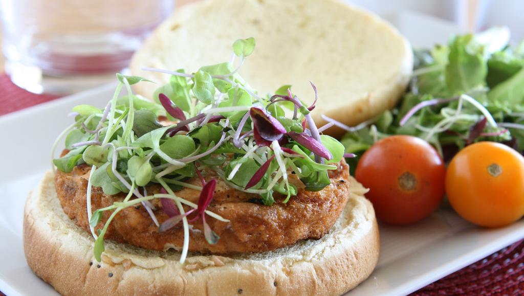 TRADITIONAL SALMON BURGER Ingredients: 8 / Calories: 110 Our Traditional is a classic salmon burger pattie with simple but delicious ingredients, including diced red bell peppers and classic
