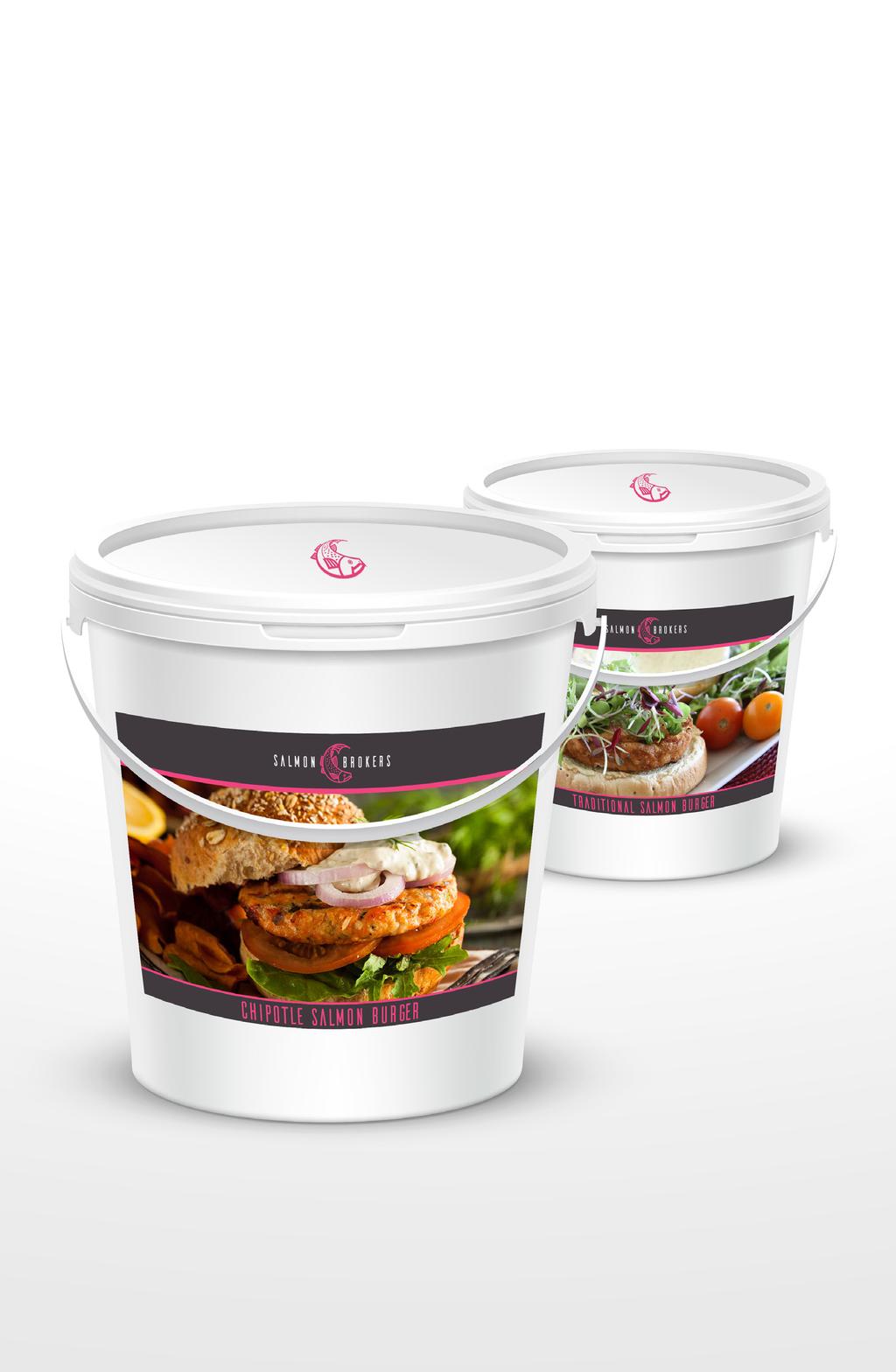 NOW AVAILABLE IN TUBS Discover the burger revolution in bulk including the new Chipotle and Traditional Salmon Burger