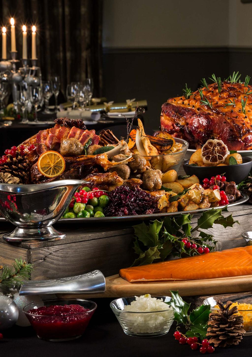 Christmas Day Family Buffet Plentiful platters. Tuck into the buffet s succulent roasts and a tempting selection of festive desserts.