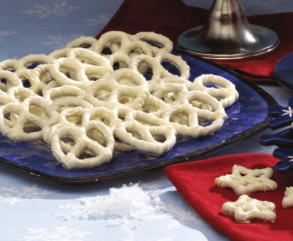 Pretzels smothered in white confection. Preservative Free.