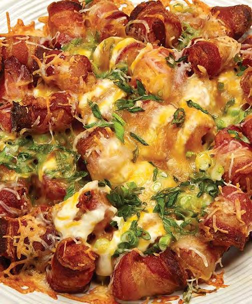 BACON-WRAPPED TATER TOTS 1 large bag frozen tater tots 1 lb.
