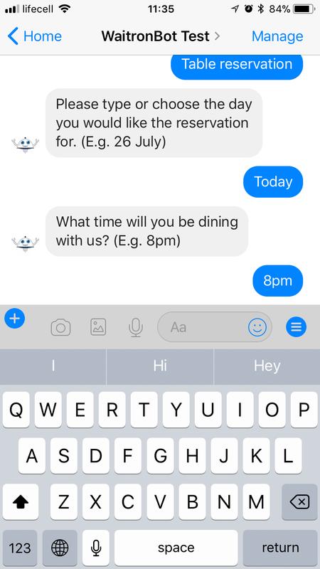 WaitronBot features Branded Chatbot Customers order from a chatbot branded with restaurant s logo and name.