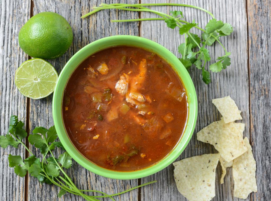 Chicken Tortilla Soup Yield: 5 c Total Prep Time: 12m 3 c chicken broth 1 tomato 1 c corn, frozen or fresh 3 carrot, halved ½ red onion, halved 1 garlic clove, peeled 1 red bell pepper, no seeds 1