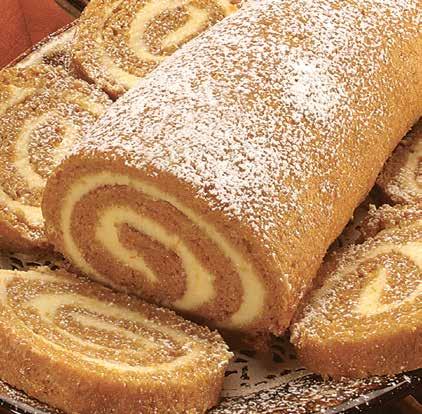 Delicious DESSERTS 810 Pumpkin Roll Rollo de calabaza Home-made Dutch Country pumpkin roll with our own cream