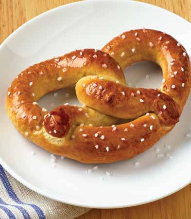 Serve warm with your favorite toppings and dips (not included). A great treat any time of day. Contains: Eight 2.5 oz. frozen soft pretzels; salt, cinnamon sugar. Zero Trans Fat.