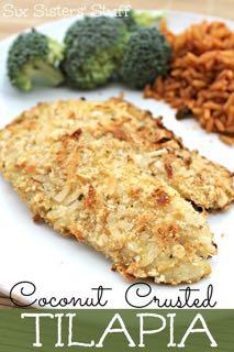 DAY 4 SMALLER HEALTHY PLAN-COCONUT CRUSTED TILAPIA M A I N D I S H Serves: 4 Prep Time: 10 Minutes Cook Time: 15 Minutes Calories: 322 Fat: 9.4 Carbohydrates: 33.4 Protein: 26.6 Fiber: 3.