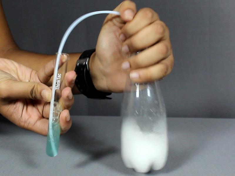 solution in the test tube to bubble.