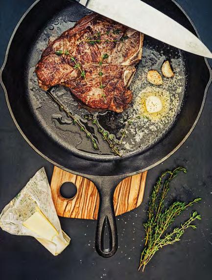 Green at Rockbeare THE TOMAHAWK STEAK IS A VALENTINE'S SUPPER SHOW-STOPPER PINK HIMALAYAN ROCK SALT We keep Himalayan rock salt bricks in our dry aging chamber to draw the moisture out of the meat as