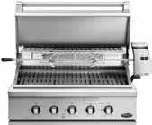 Bgc36-BQAR 36" Grill with Rotisserie 36" Grill Surface Height 24¼" Width 35⅞" (415/8" incl. rotis. motor) Depth 26½" shipping weight 280lbs approx. grill Total Cooking Area: 871sq. in. Grill Area: 630sq.