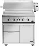 BGc36-BQAR + CAD1-36 36" Grill with Rotisserie on 36" CAD Cart 36" Grill Surface Height 49¾" Width 35⅞" (415/8" incl. rotis. motor) Depth 26½" grill Total Cooking Area: 871sq. in. Grill Area: 630sq.