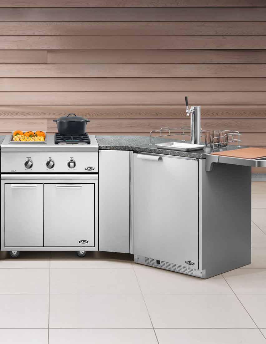 Adjustable Format Bend Units can be positioned between Grill, Burner or Refrigeration stations, giving you the freedom to design a Freestanding Outdoor Kitchen to fit your space.