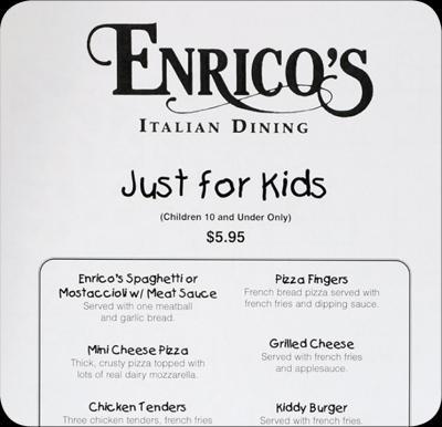 Children s Menus Children should not be offered these