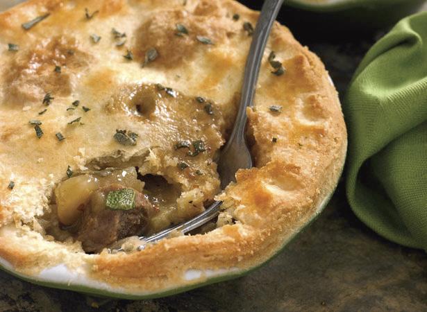 Pork, Apple & Creamy Mustard Pie A perfect pie for a delicious meal Medium minutes prep time pies 6 minutes bake time x Jus-Rol Shortcrust Pastry Block large onions g butter tbsp oil 00g pork
