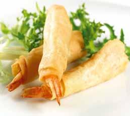 Butterfly Breaded King Prawns peeled tail on, cut open into a