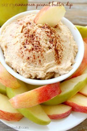 SMALLER FAMILY HEALTHY PLAN-SKINNY CINNAMON PEANUT BUTTER DIP D E S S E R T Serves: 5 Prep Time: 5 Minutes Cook Time: Calories: 254 Fat: 13.7 Carbohydrates: 29 Protein: 8.