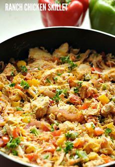 DAY 7 SMALLER FAMILY HEALTHY PLAN-RANCH CHICKEN SKILLET M A I N D I S H Serves: 4 Prep Time: 10 Minutes Cook Time: 20 Minutes Calories: 343 Fat: 14 Carbohydrates: 26 Protein: 27 Saturated Fat: 4