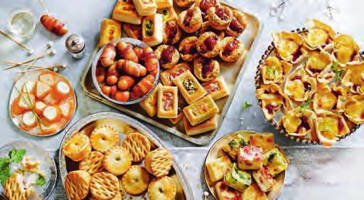 beef melts on garlic crostini; 10 mini lobster and langoustine thermidors; 12 sticky Asian-style chicken lollipops; and 10 mini lamb shish kebabs. 80 pieces 2.