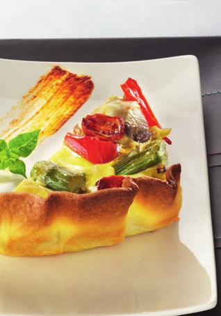 VEGETABLE PIE Serves 6/8 250g of fresh puff pastry 450g of mixed vegetables: artichokes, asparagus and mushrooms 150g of roughly grated gruyère cheese 3 eggs 200ml of single cream 100ml of milk salt,