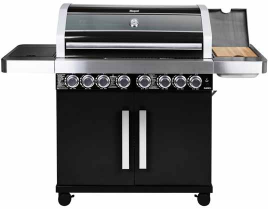 heat retention 60/40 vitreous enamel cast iron grill and hotplate Roasting rack provides additional room and allows food to cook with all-round heat Cabinet with doors Icebox for keeping drinks cool