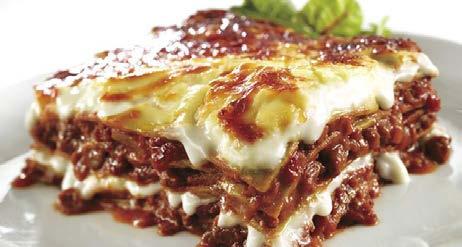 29 Layers of fresh white pasta filled with a rich British beef and tomato sauce, covered with cheese.