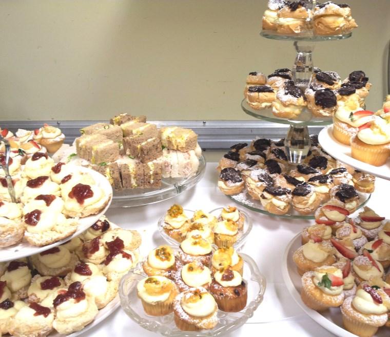 Which includes 2 mini savouries, 2 finger sandwiches, 2 mini cupcakes, pikelets, savoury scones, mini lemon meringue tarts, cheese and seasonal fruit platter $29.95 Per person for Exclusive High Tea.