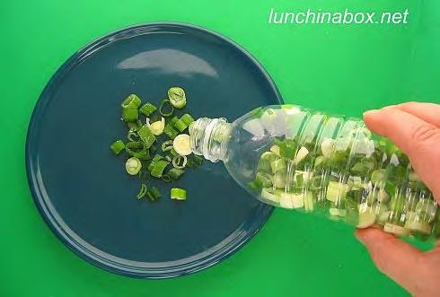 2. Freeze green onions in a plastic bottle.