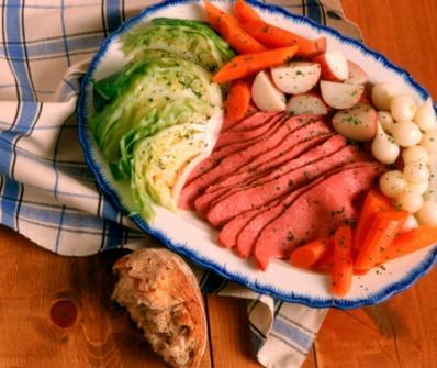 adapted from Tyler Florence recipe Servings 6 servings Corned Beef and Cabbage Ingredients: Corned Beef 1 Pre-packaged /Brined corned beef 2 ½ - 3 pounds 3 tablespoons extra-virgin olive oil 1 large