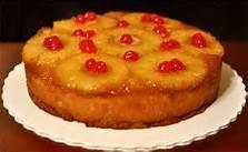 1. Pineapple upside down cake 150g Self Raising Flour 100g Butter 150g Sugar 1 Egg Tin of pineapple 1. Pre-heat the oven to 190 C. 2. Grease the cake tin, using butter and a brush. 3.