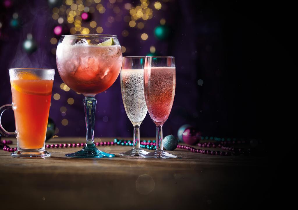 Cheers to Christmas Festive Edition Cocktails Gin-glebells 5.95 Bombay Sapphire gin & Chambord black raspberry liqueur topped with lemonade.