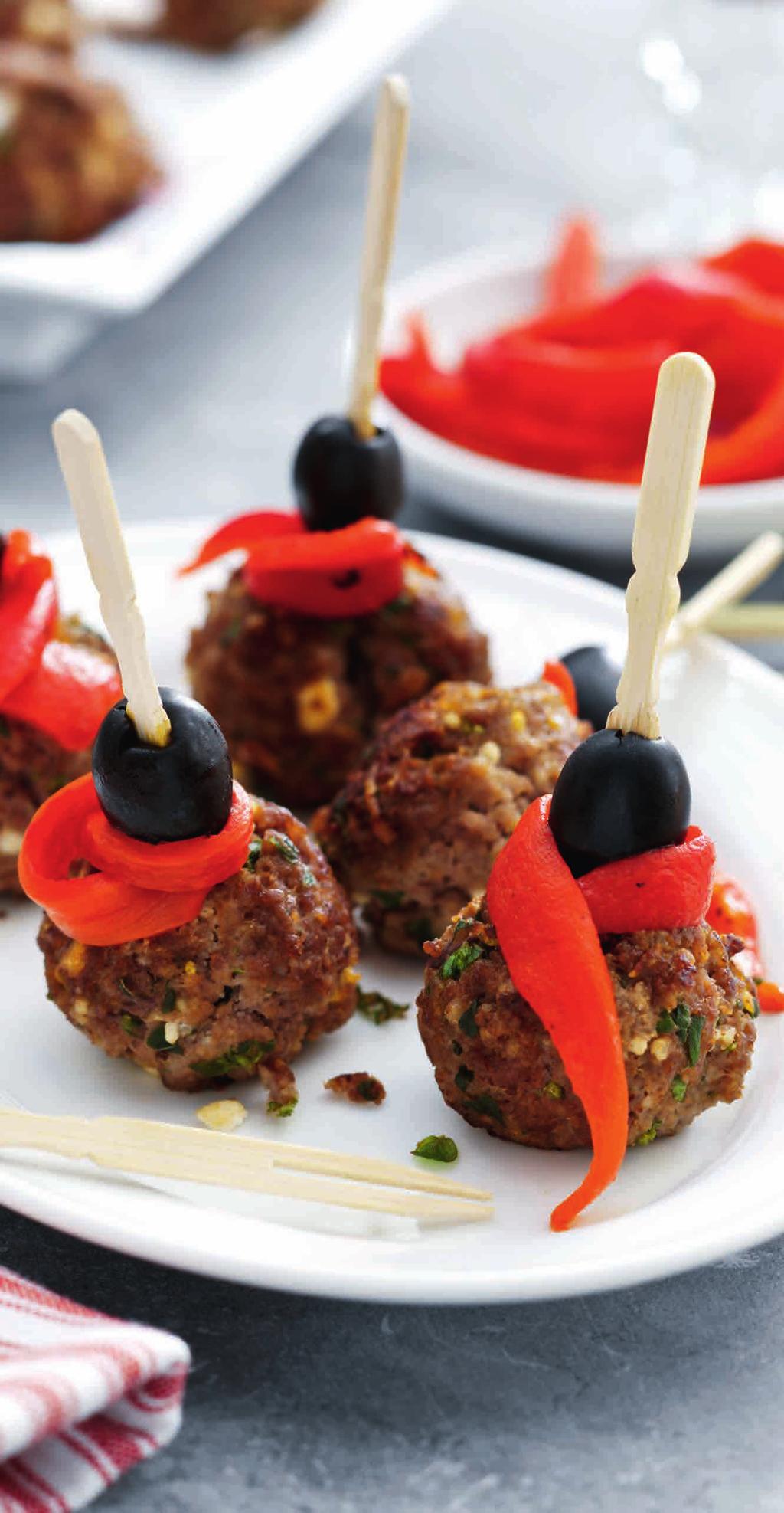 Meatballs with Feta Meat Loaf Appetizer - 10 portions 10 minutes + 8 minutes airfryer 150 g lamb mince or lean minced beef 1 slice of stale white bread, turned into fine crumbs 50 g Greek feta,